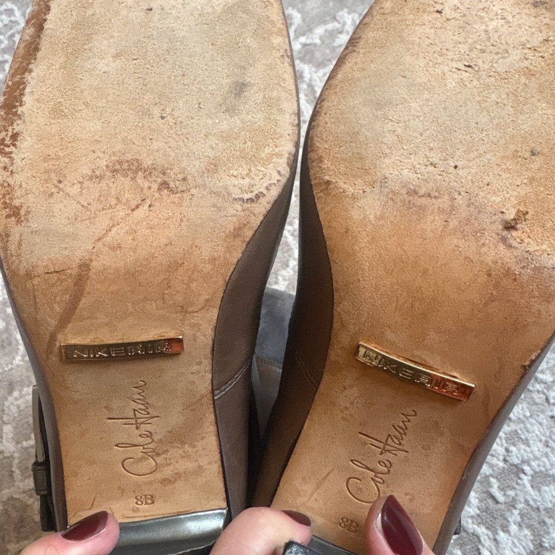 Cole Haan Nike Air brown leather suede knee high heeled buckle boots SIZE 8