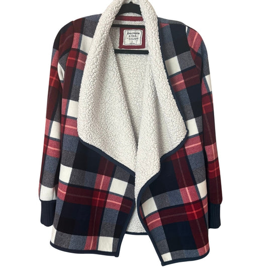 Abercrombie & Fitch womens oversized buffalo plaid sherpa jacket SIZE S