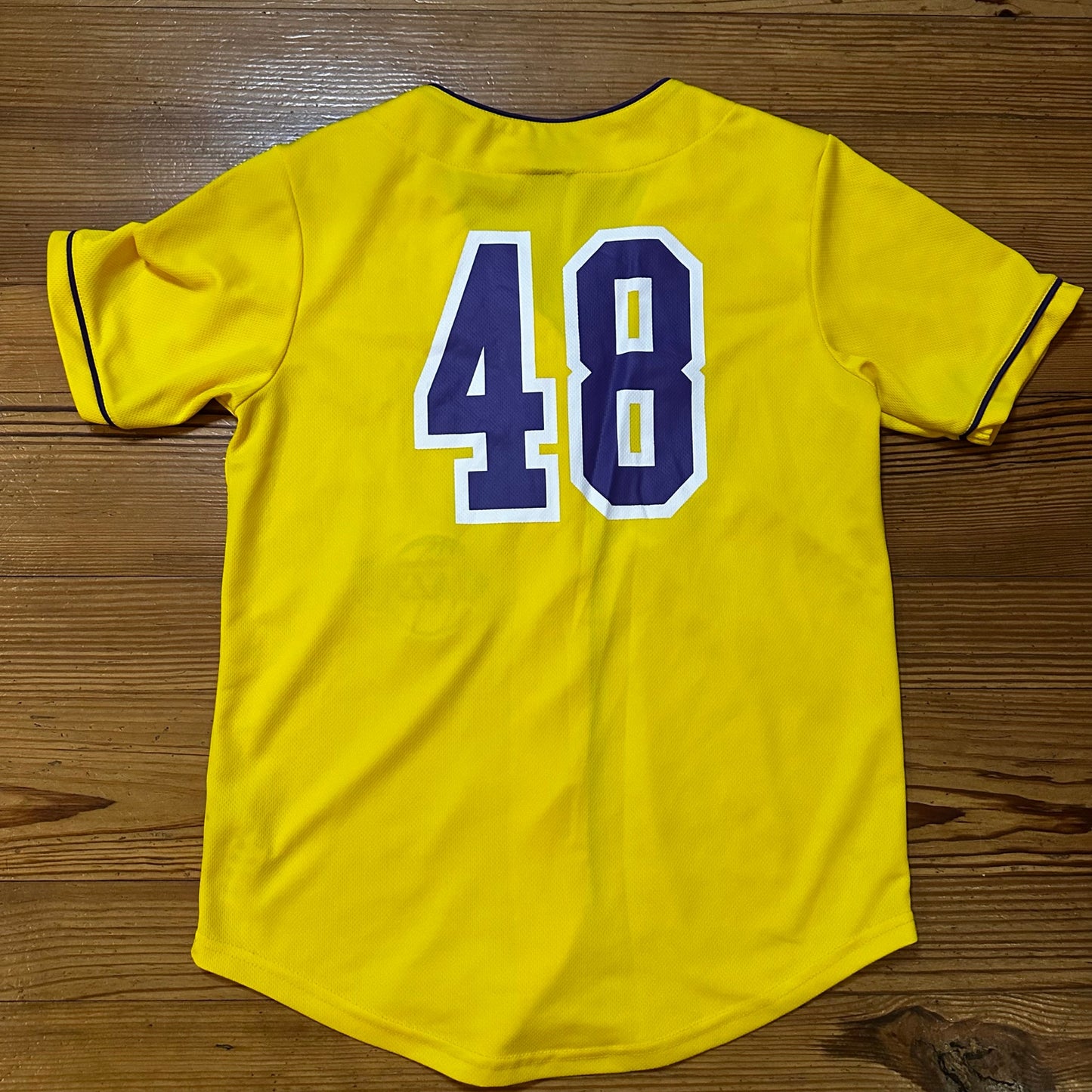 Ultra Game yellow LA Lakers #42 button up baseball jersey SIZE XS