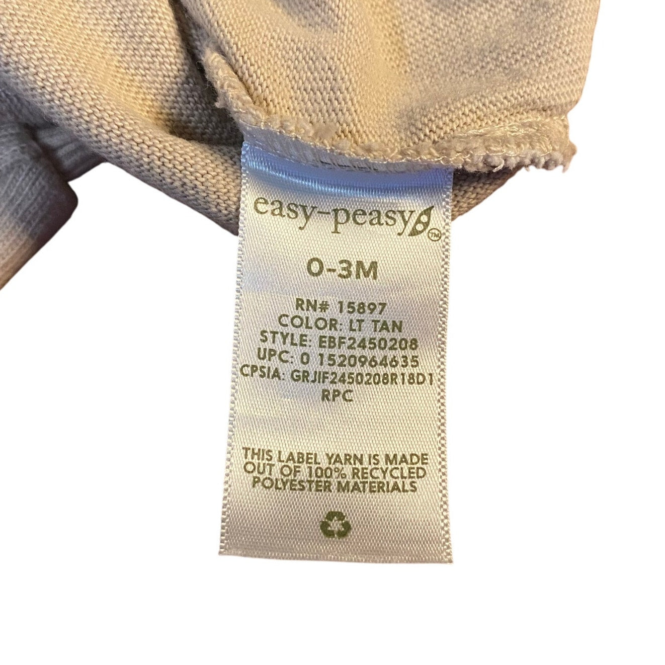 EZPZ Easy Peasy beige modern geometric organic long sleeve one piece SIZE 0-3M