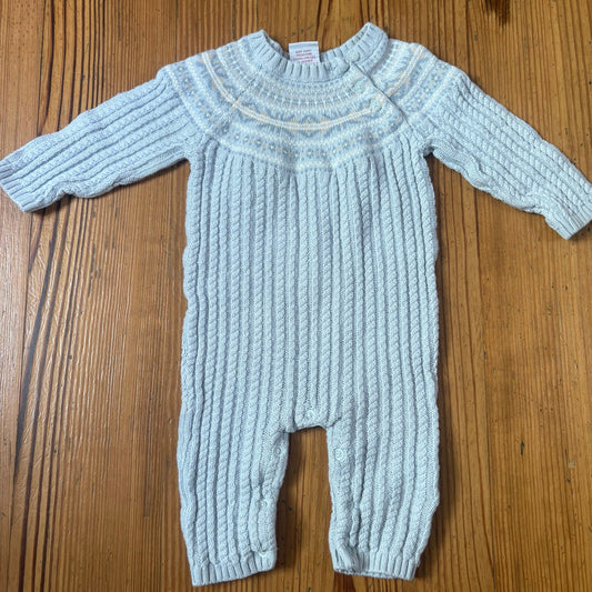 Tahari light blue cable knit long sleeve bodysuit SIZE 6-9M