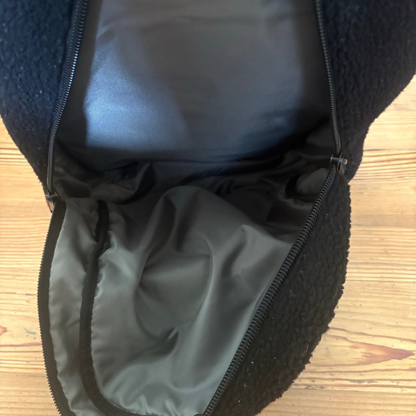 Kavu black sherpa fleece backpack