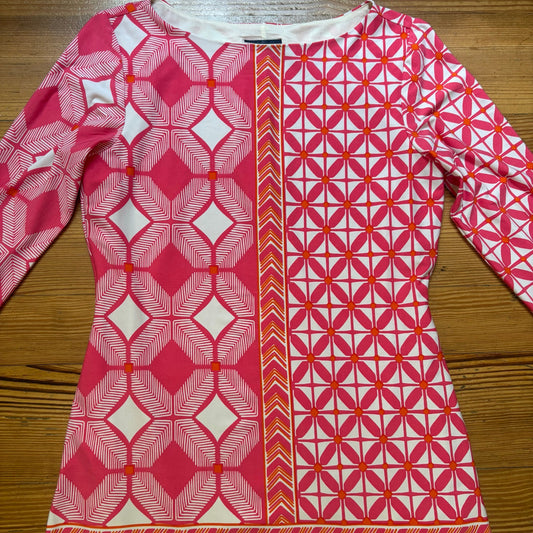 Just... Taylor pink floral geometric quarter sleeve a line mini dress SIZE 8