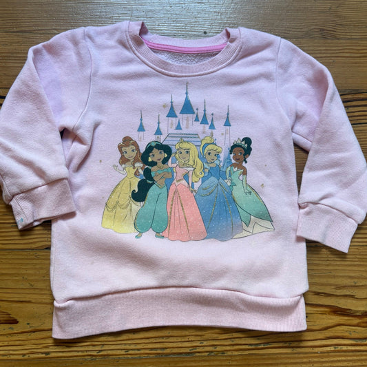 Disney Princess light pink princess graphic long sleeve crew sweatshirt SIZE 3T