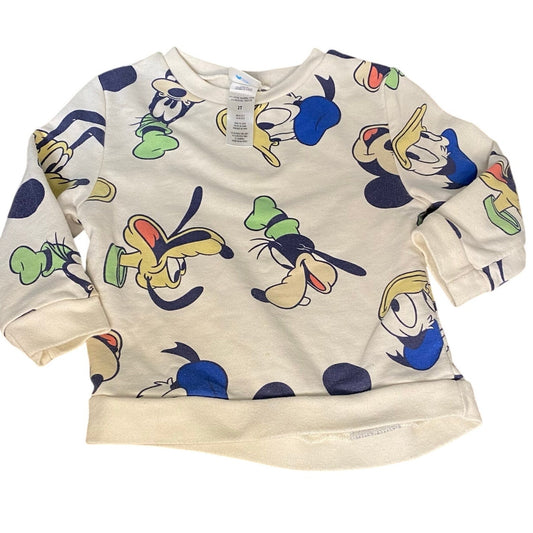 Disney Mickey Goofy character white pullover crew sweatshirt SIZE 2T