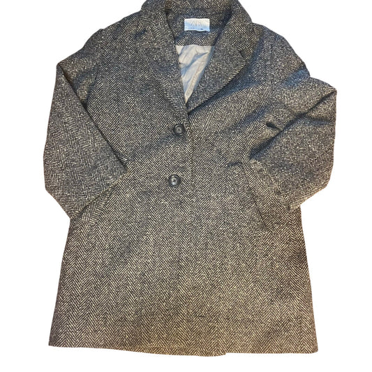 Zara black white tweed two button girls trench coat SIZE 7