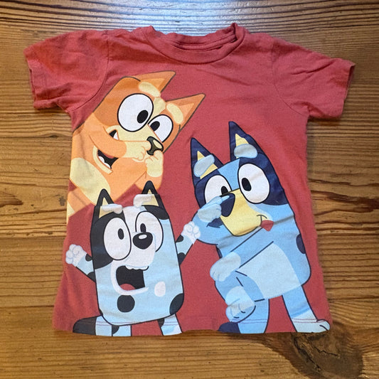 Bluey red short sleeve cotton graphic toddler shirt SIZE 4T