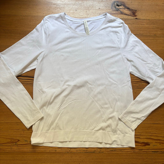 Athleta In Motion white perforate long sleeve seamless athletic shirt SIZE L