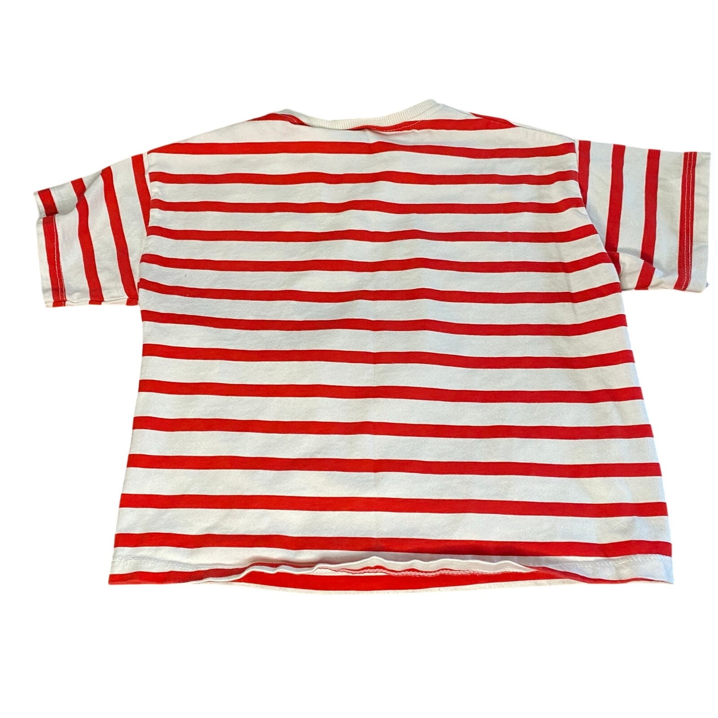 Zara Disney Minnie Mouse red white striped short sleeve cropped shirt SIZE 4