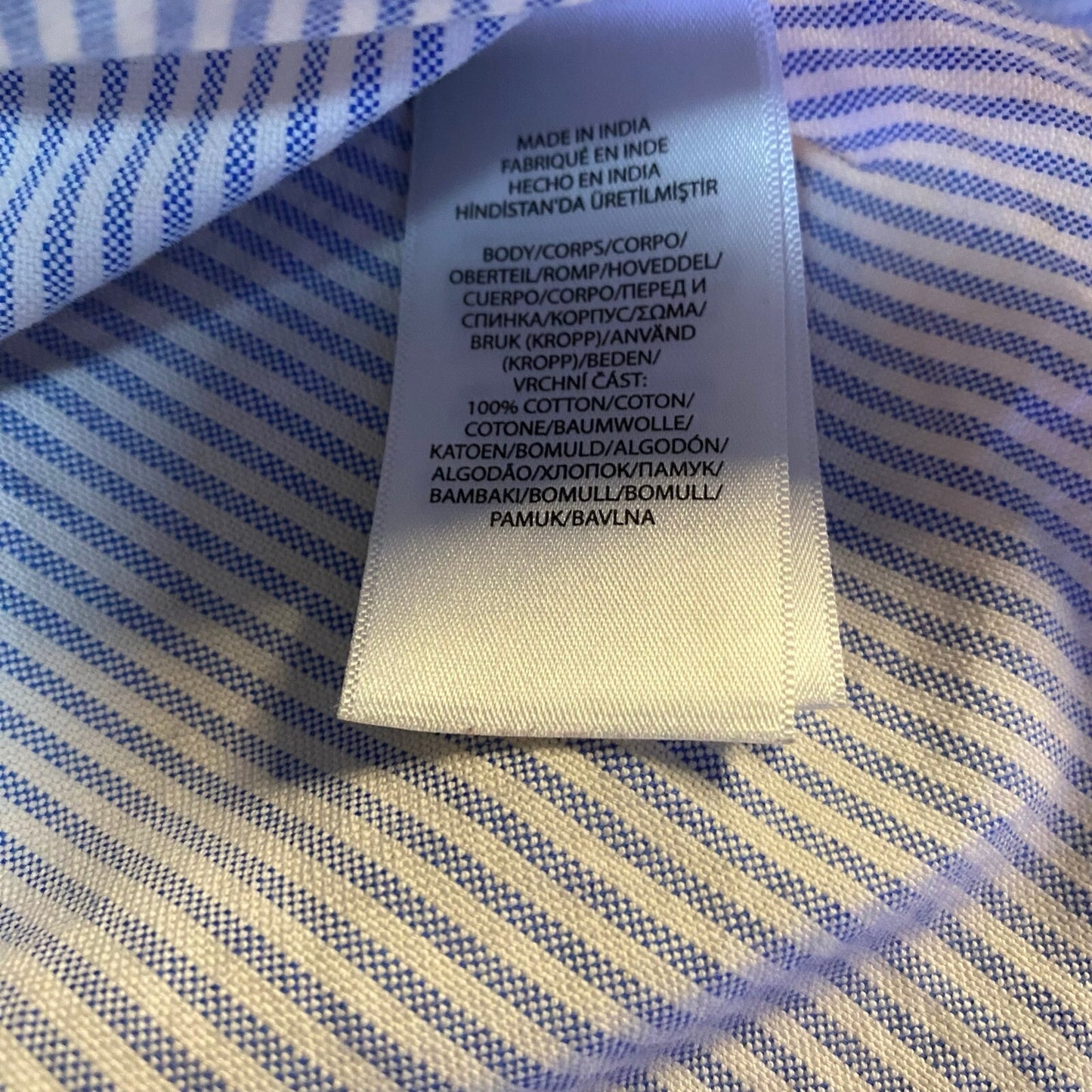 Ralph Lauren blue white pin striped large pony button up rugby shirt SIZE S