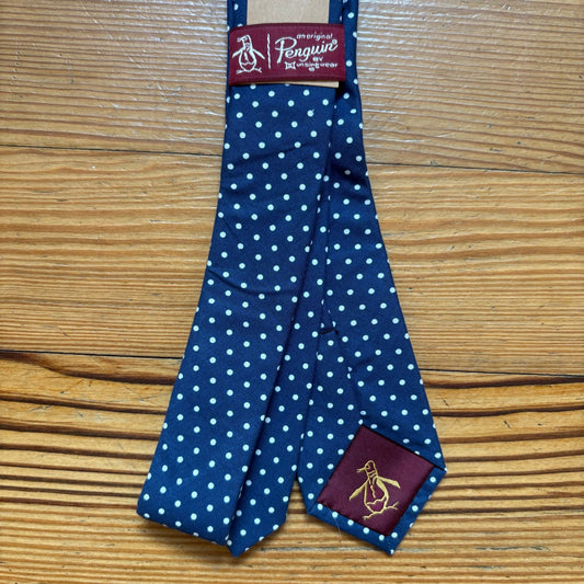 NWT An Original Penguin navy blue polka dot skinny tie