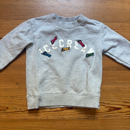 Kids Kennel light gray ice cream dog embroidered crew sweatshirt SIZE 2T