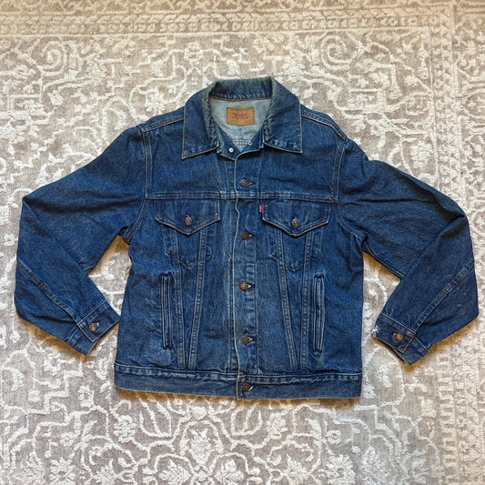 Levi's dark wash button collar mens denim jeans jacket SIZE 42