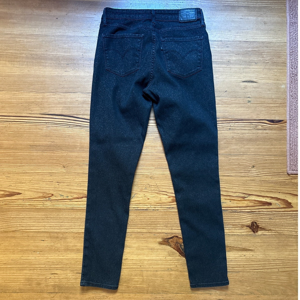 Levi's black glitter metallic threading high rise skinny jeans SIZE 30