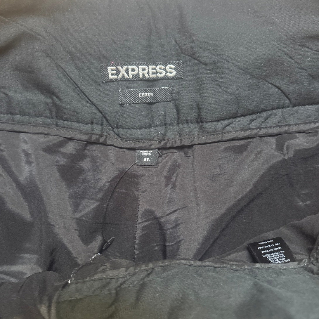 Express Editor black tweed wool blend herringbone wide leg trouser pants SIZE 8R