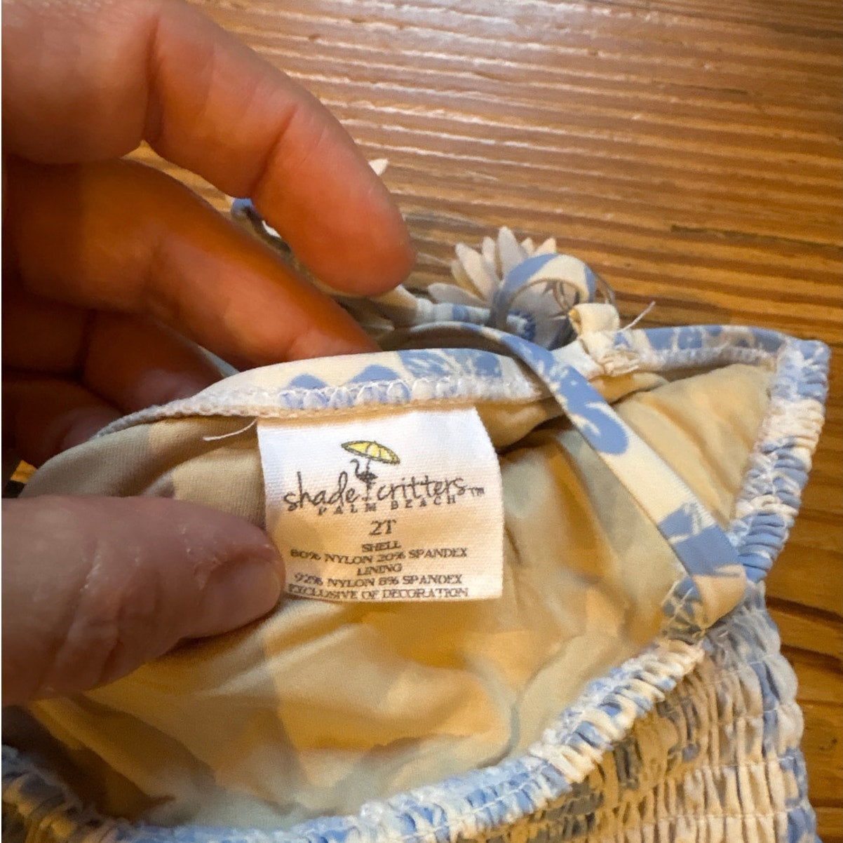 Shade Critters white blue toile daisy strap one piece swimsuit SIZE 2T