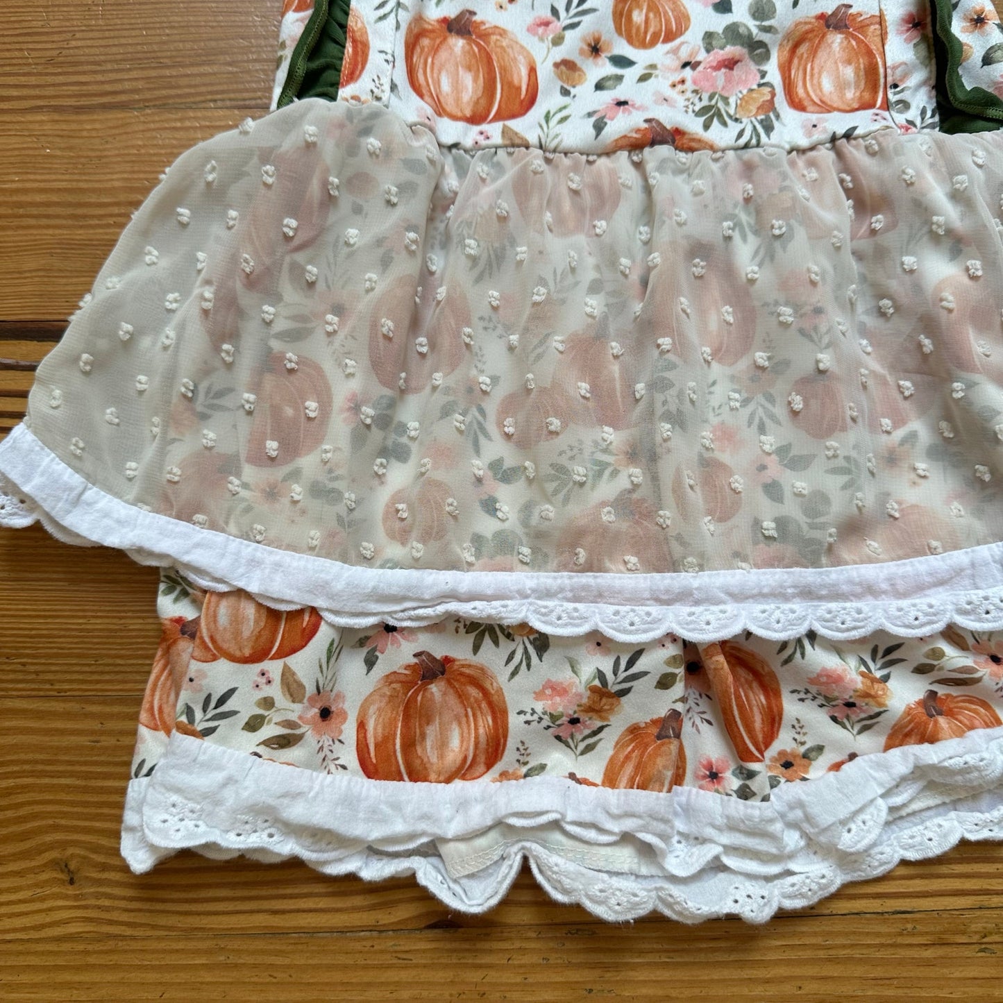 Toddler pumpkin fall lace short sleeve ruffle tunic dress SIZE 3T