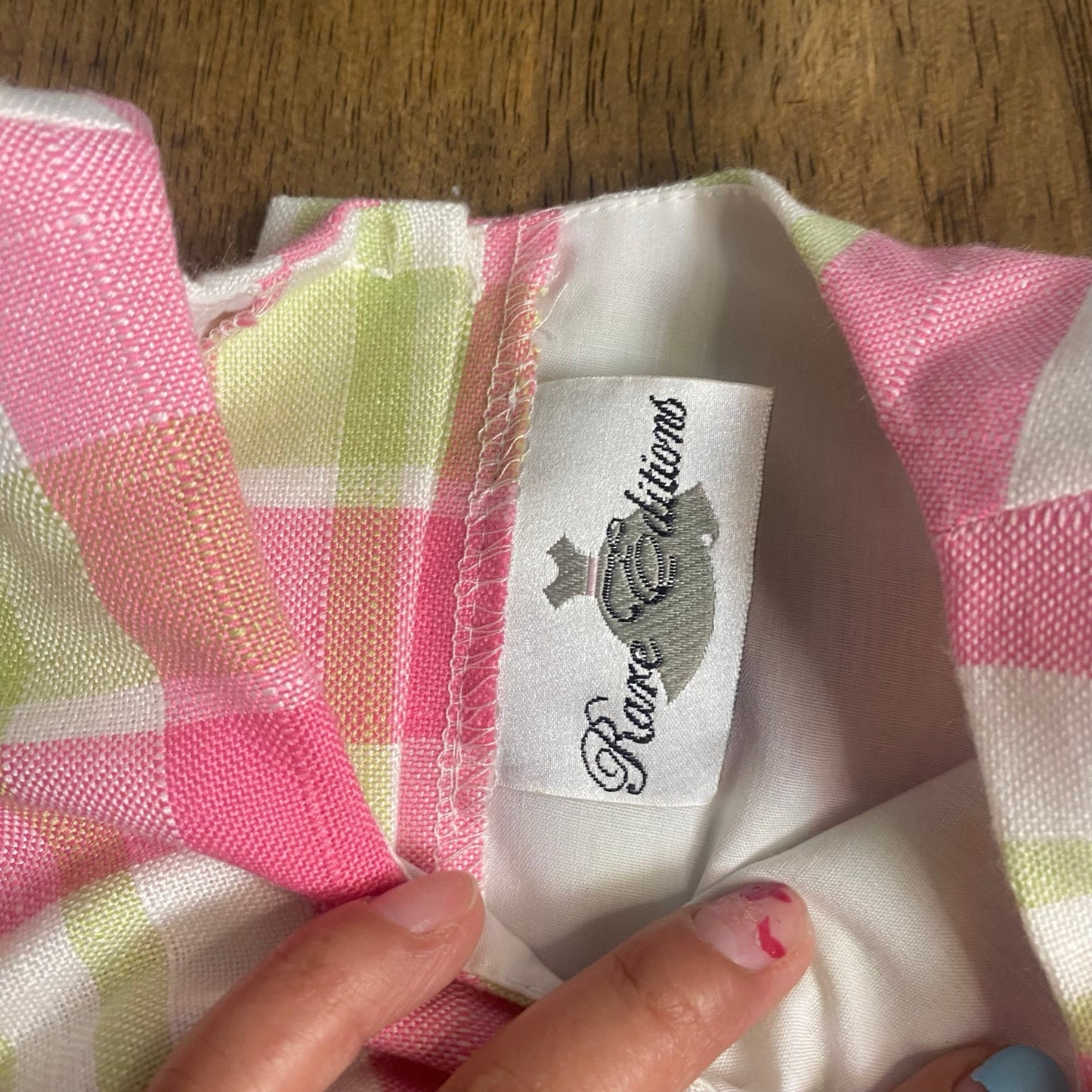 NWT Rare Editions pink green plaid bows tank fit flare formal dress SIZE 5