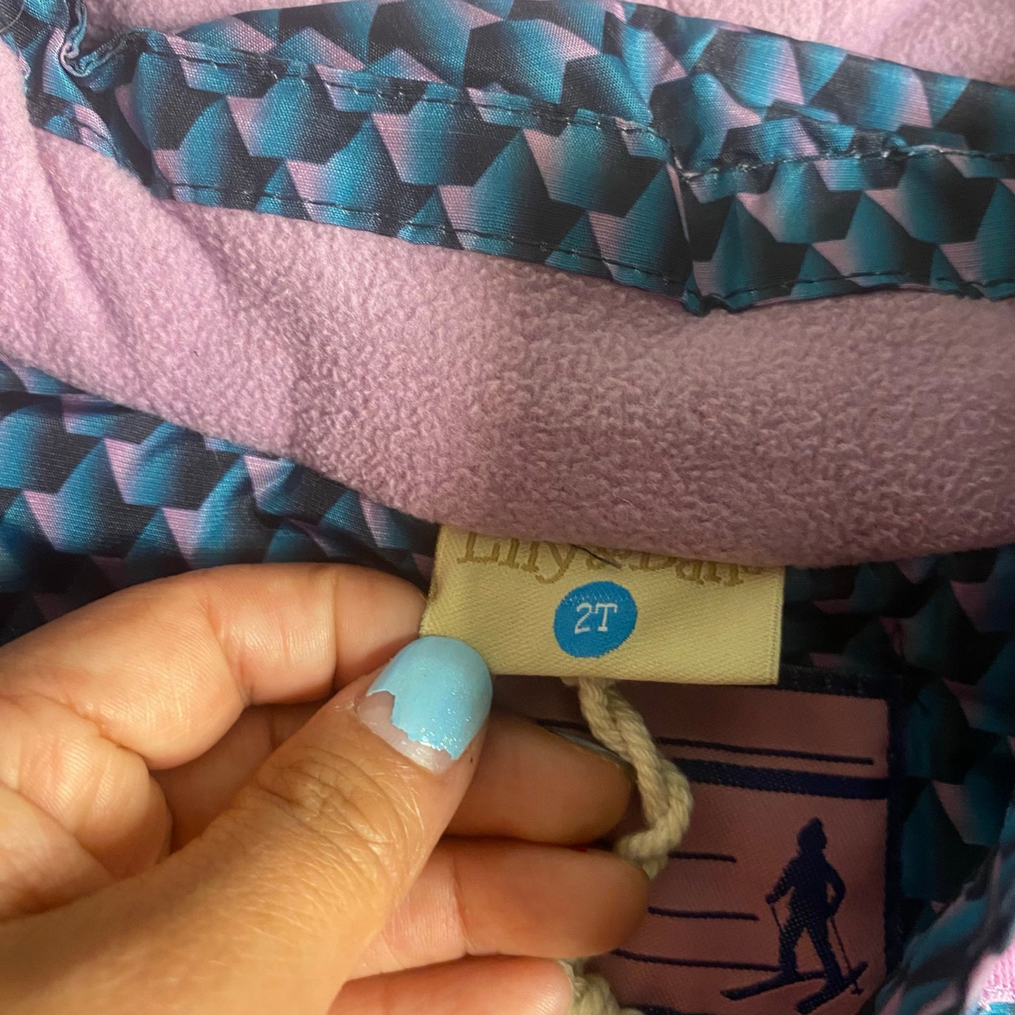 Lilly & Dan teal blue purple fleece lined hooded toddler winter coat SIZE 2T