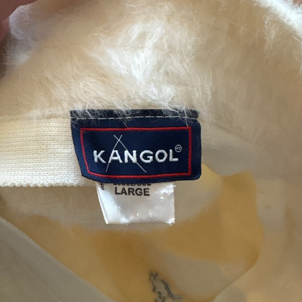 Kangol y2k white fuzzy warm fitted angora bucket hat SIZE L