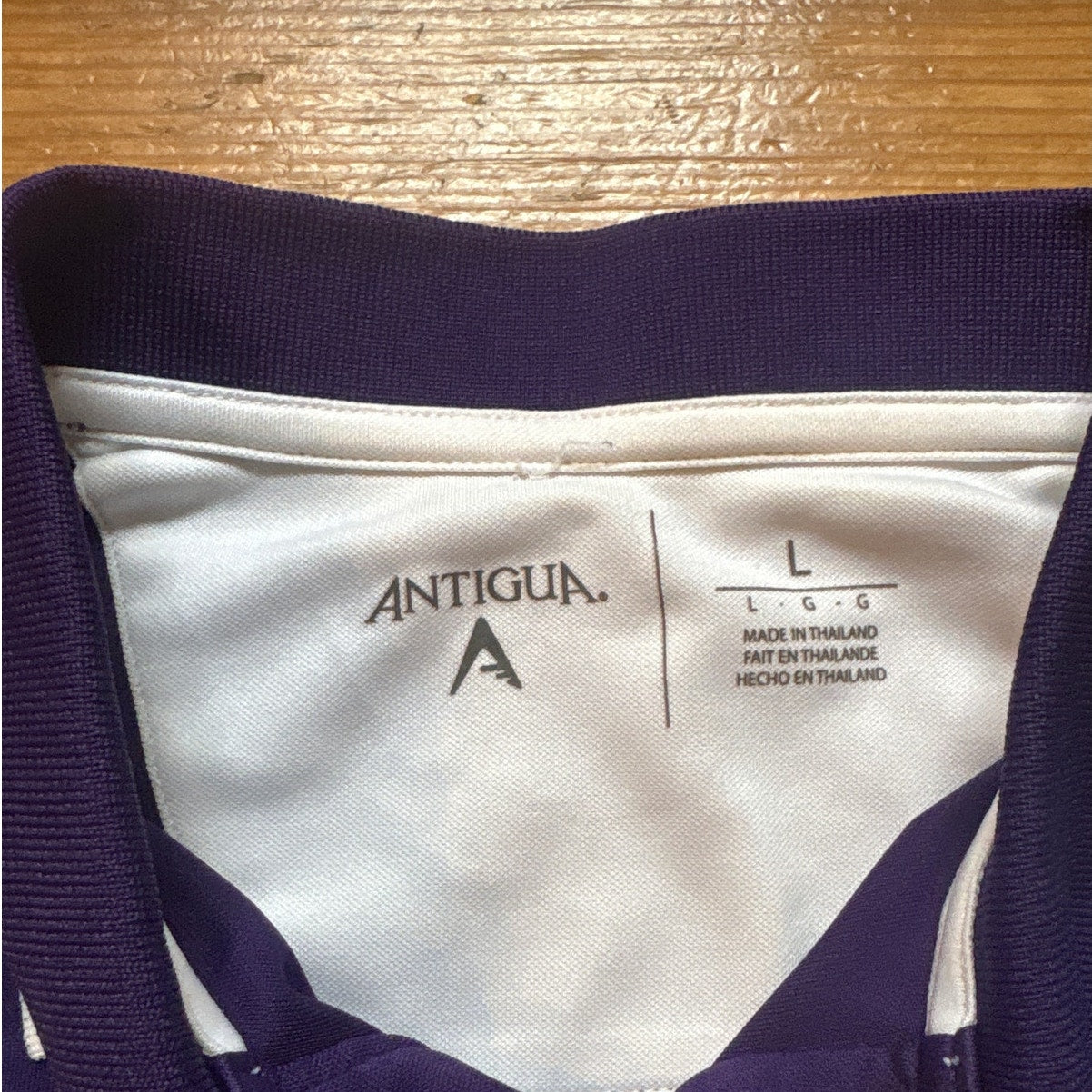 Antigua LSU Louisiana State University purple short sleeve polo shirt SIZE L