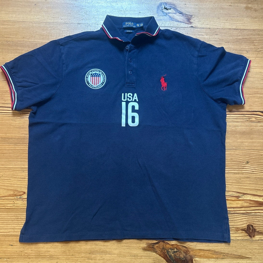 Polo Ralph Lauren USA blue short sleeve custom fit polo shirt SIZE XXL