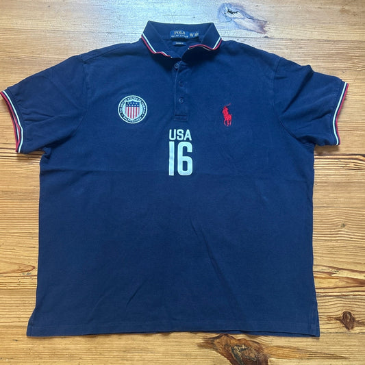 Polo Ralph Lauren USA blue short sleeve custom fit polo shirt SIZE XXL