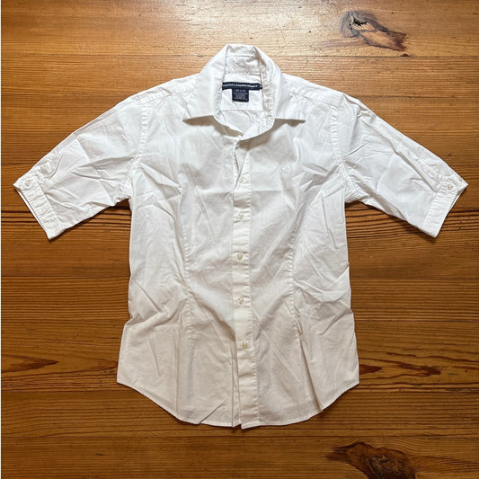 Ralph Lauren Sport white short sleeve womens button up dress collar shirt SIZE 6