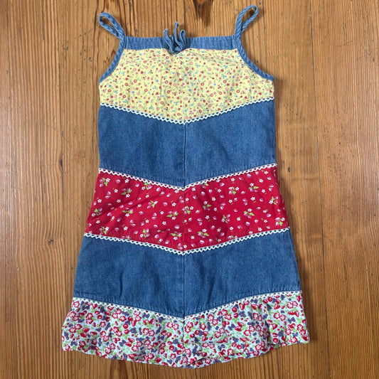 The Children's Place 90s jean floral fabric girls dress SIZE 6