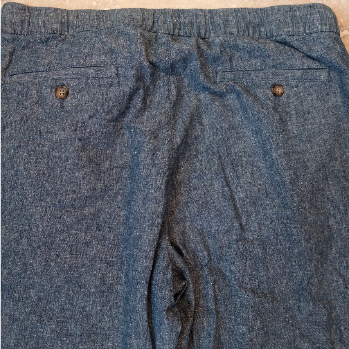 Old Navy elastic waist denim linen blend pull on womens pants SIZE L