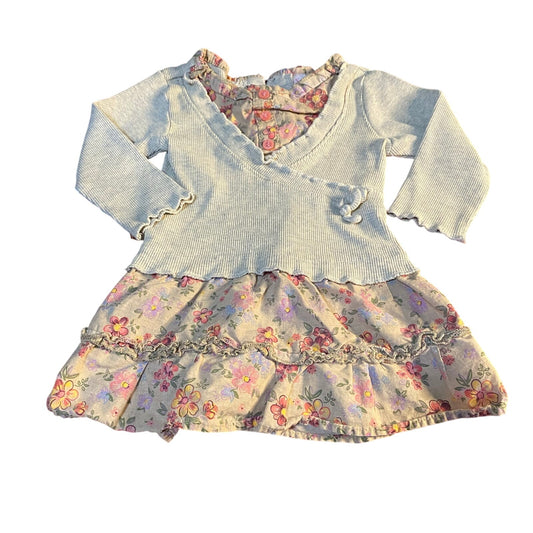 Nannette long sleeve gray ribbed overlay floral ruffle shirt SIZE 12M