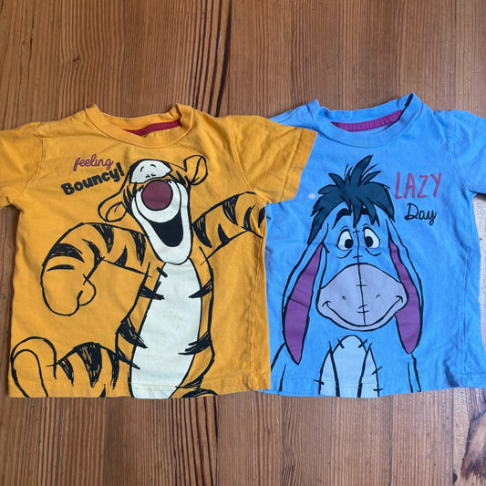Disney Winnie the Pooh Tigger Eeyore twin baby short sleeve shirts SIZE 2T