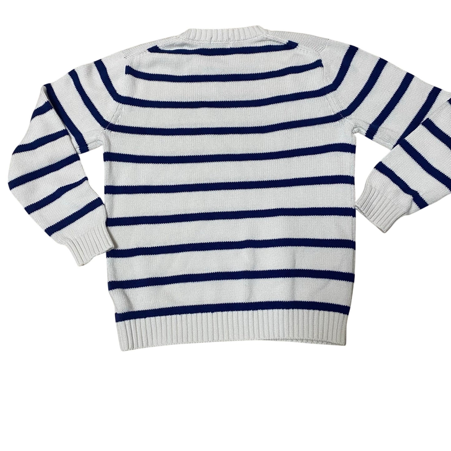 Crown & Ivy blue white striped knit crew kids sweater SIZE S