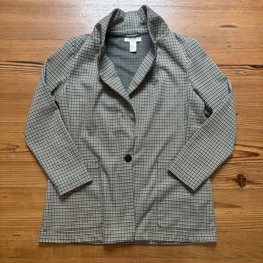 H&M brown tweed houndstooth one button womens blazer SIZE 10