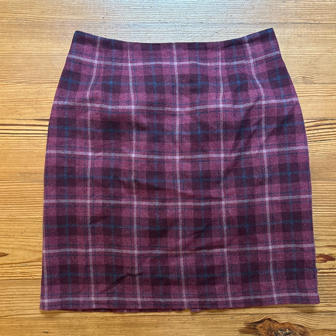 J.G. Hook VTG dark red black plaid wool blend mini skirt SIZE 16