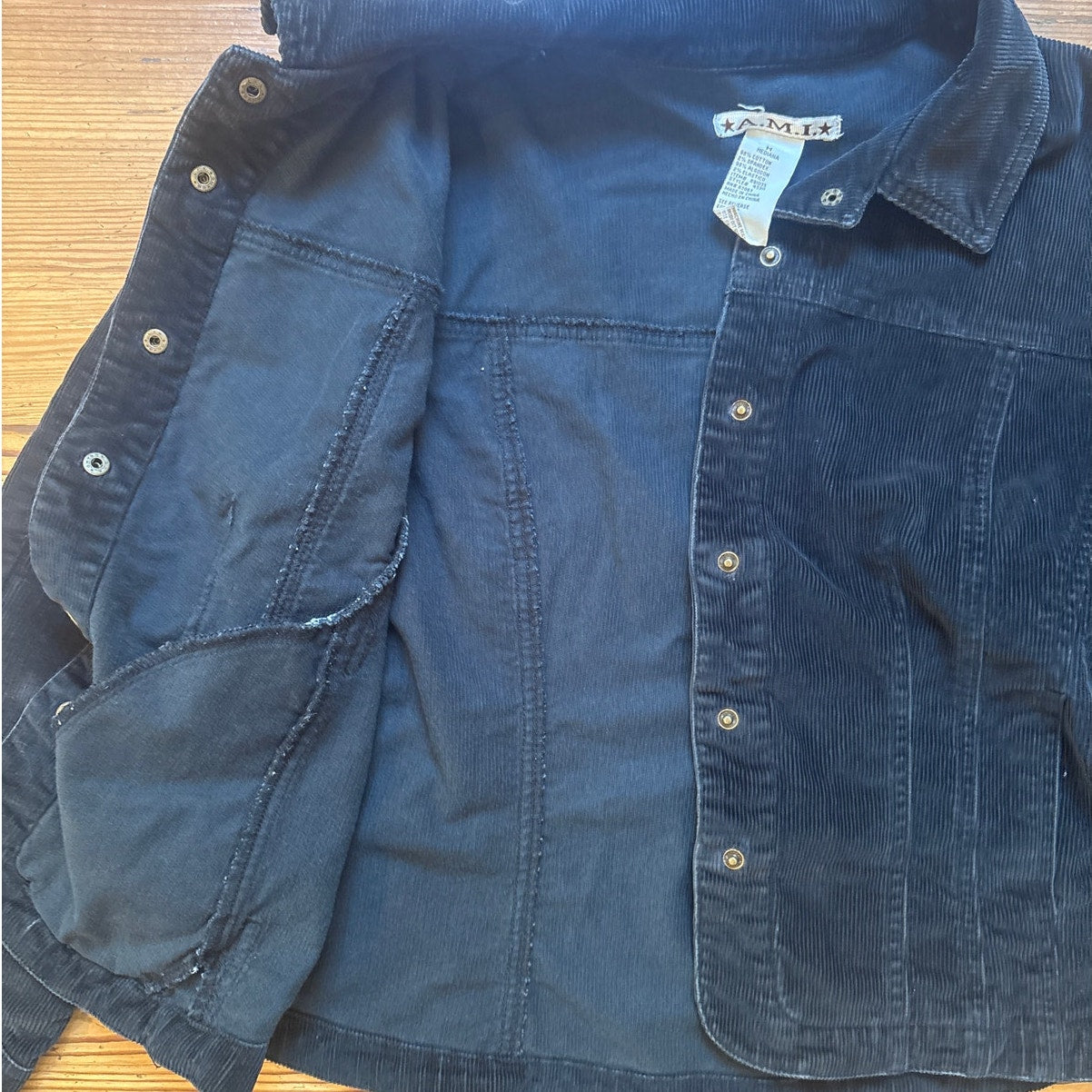 A.M.I. y2k black corduroy snap blazer short jacket SIZE M