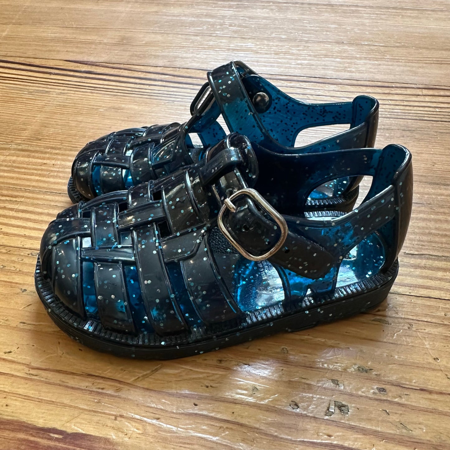NWOT Gap dark blue glitter sparker bucket jelly sandals SIZE 5