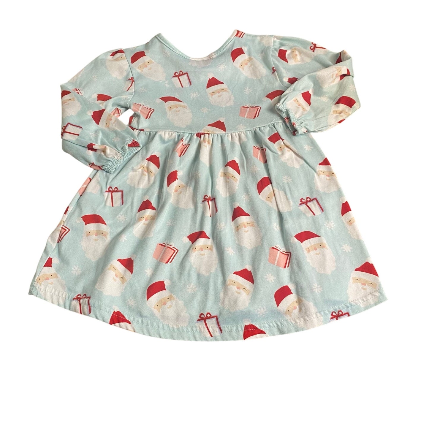 Picapino light blue Christmas Santa long sleeve fit flare dress SIZE 2T