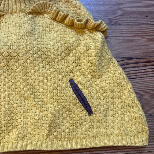 *Janie and Jack yellow knit leather accent ruffle poncho sweater SIZE 18-24M