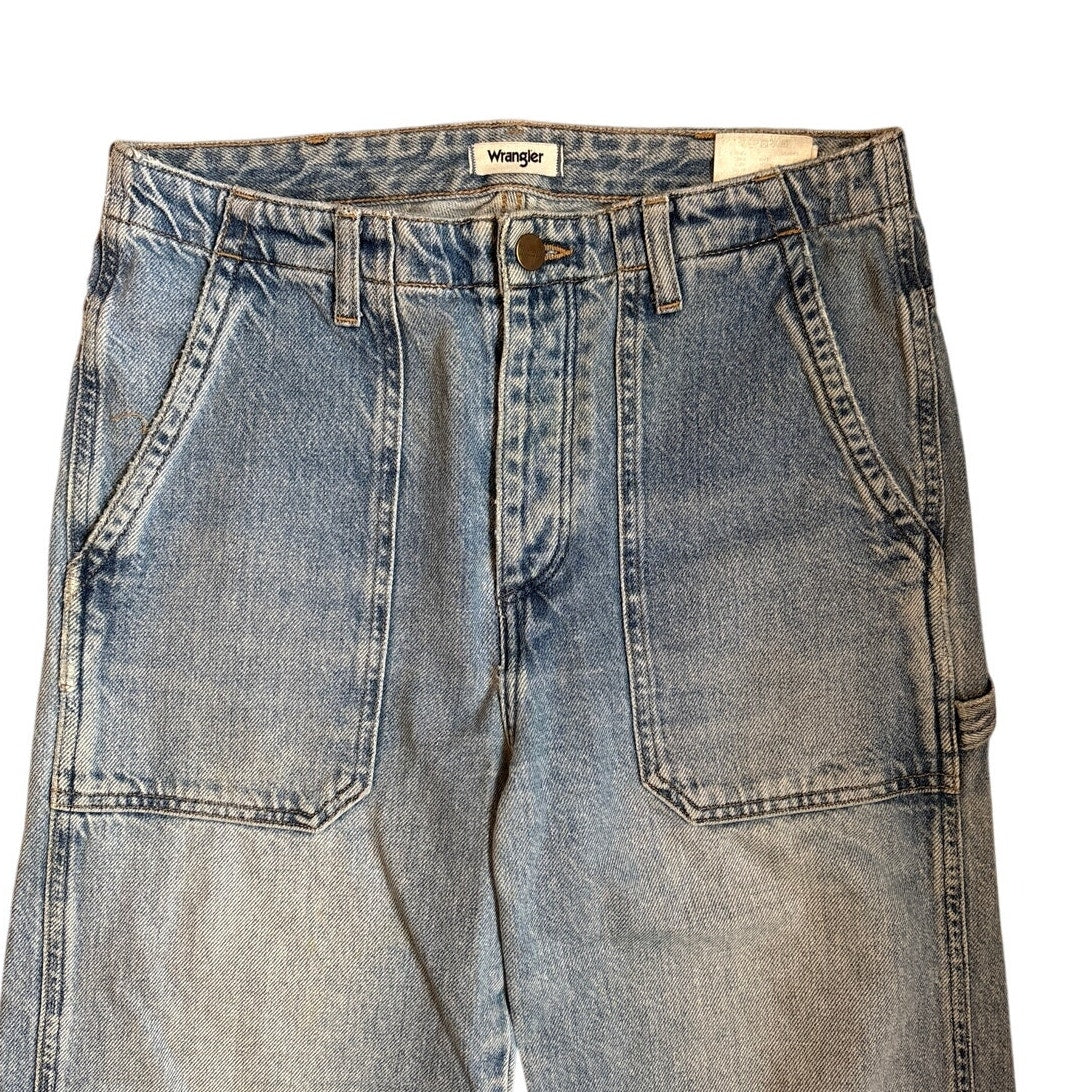 VTG Wrangler light wash carpenter cargo button fly jean pants SIZE LW27 L32