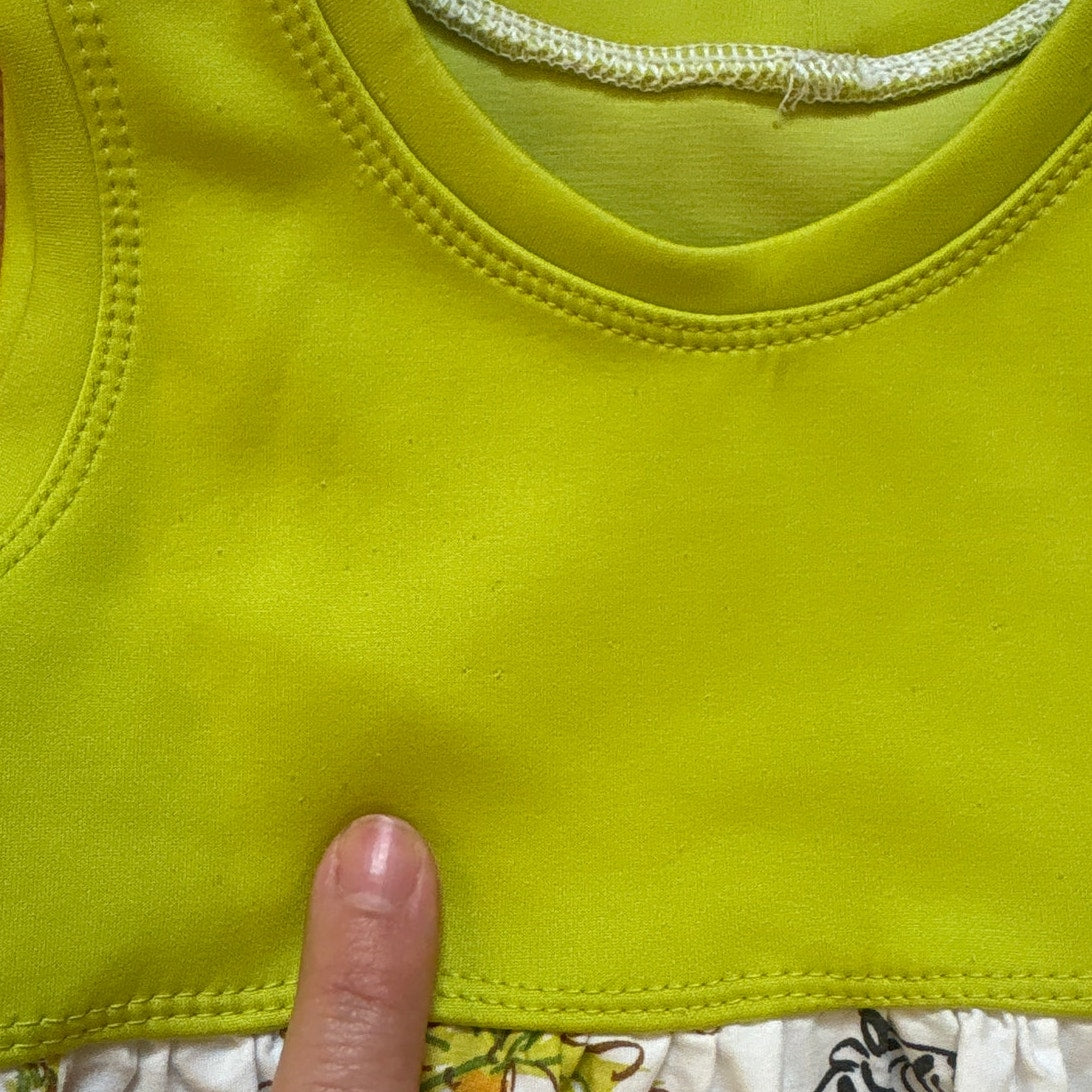 Boutique lime green Asian circus fit flare toddler dress SIZE 2T
