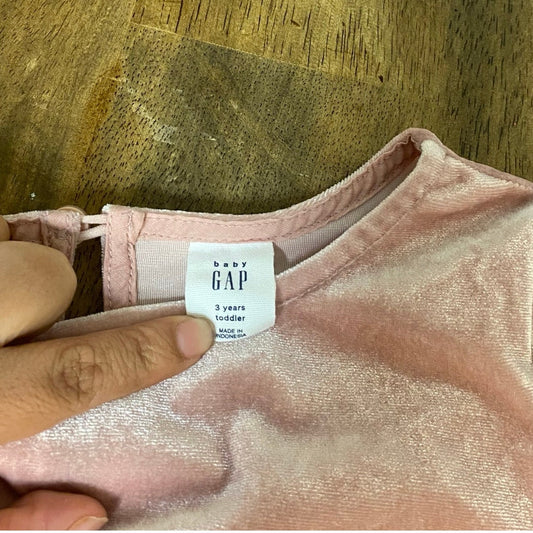 Gap blush pink velvet long sleeve holiday tiered toddler dress SIZE 3