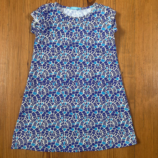 J. McLaughlin blue white performance fabric girls short sleeve dress SIZE 5