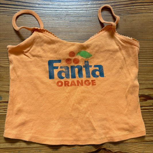 Coca Cola orange Fanta soda graphic adjustable cami top SIZE L