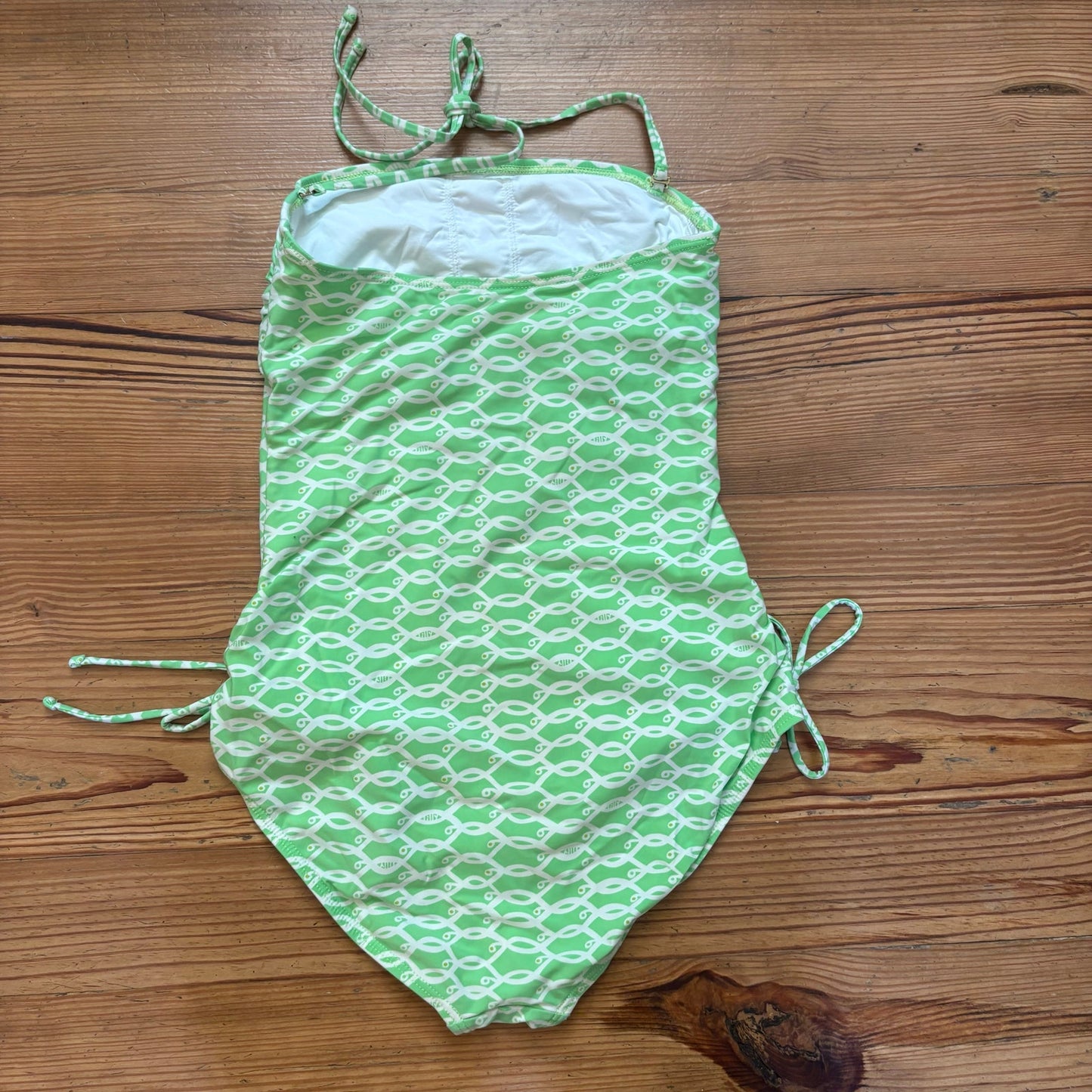 Lilly Pulitzer Rita green white fish pattern one piece swimsuit SIZE S