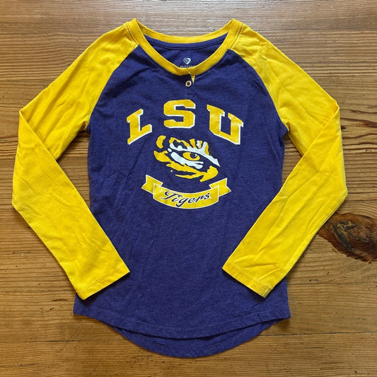Colosseum Athletics LSU Tigers yellow purple long sleeve youth shirt SIZE M