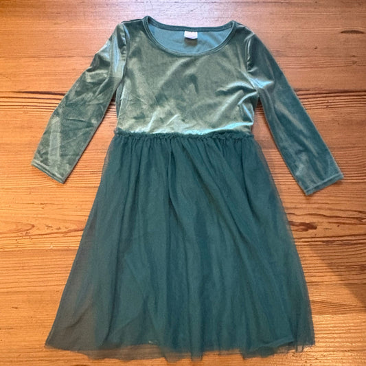 Wonder Nation green velvet long sleeve tulle bottom dress SIZE M