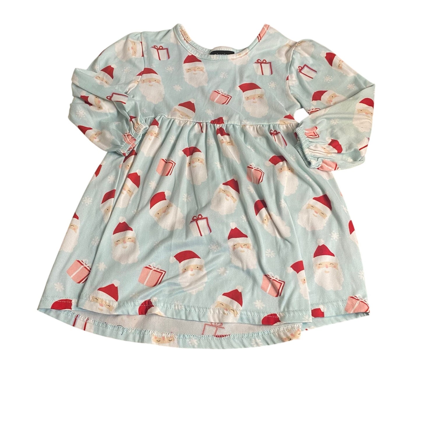 Picapino light blue Christmas Santa long sleeve fit flare dress SIZE 2T