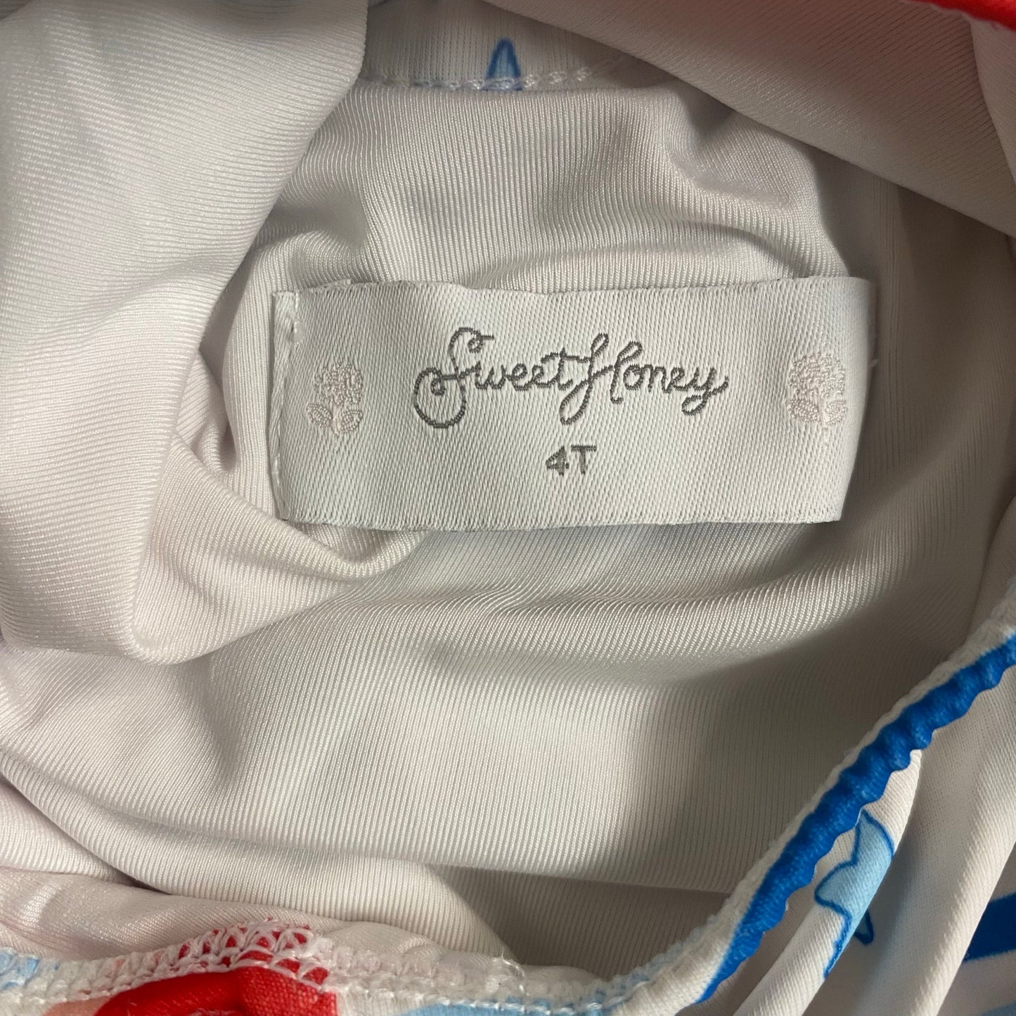 Sweet Honey red blue star USA America ruffle sleeve one piece swimsuit SIZE 4