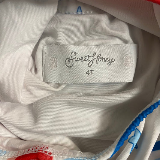 Sweet Honey red blue star USA America ruffle sleeve one piece swimsuit SIZE 4